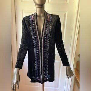 Tribal Jeans crushed velvet cardi style jacket.